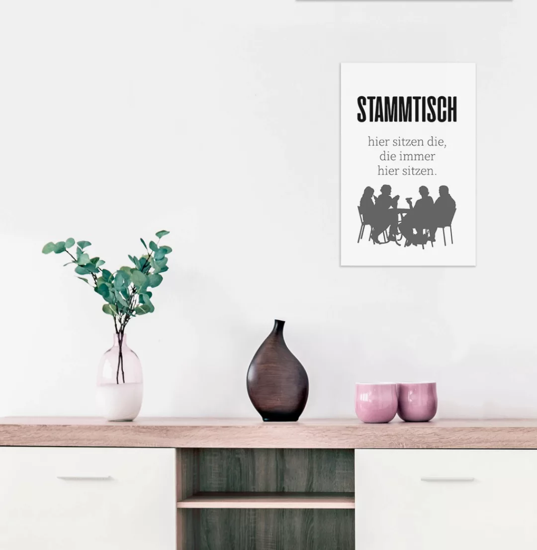 queence Wanddekoobjekt "STAMMTISCH", Stahlschild mit Spruch, Wanddeko für E günstig online kaufen