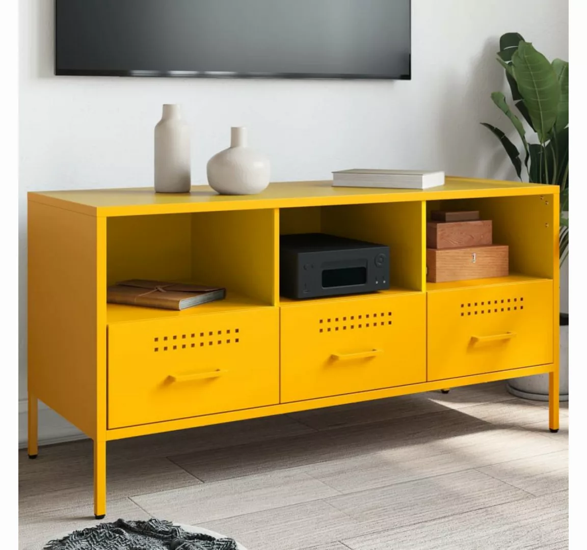 vidaXL Schrankmodule TV-Schrank Senfgelb 100,5x39x50,5 cm Stahl günstig online kaufen