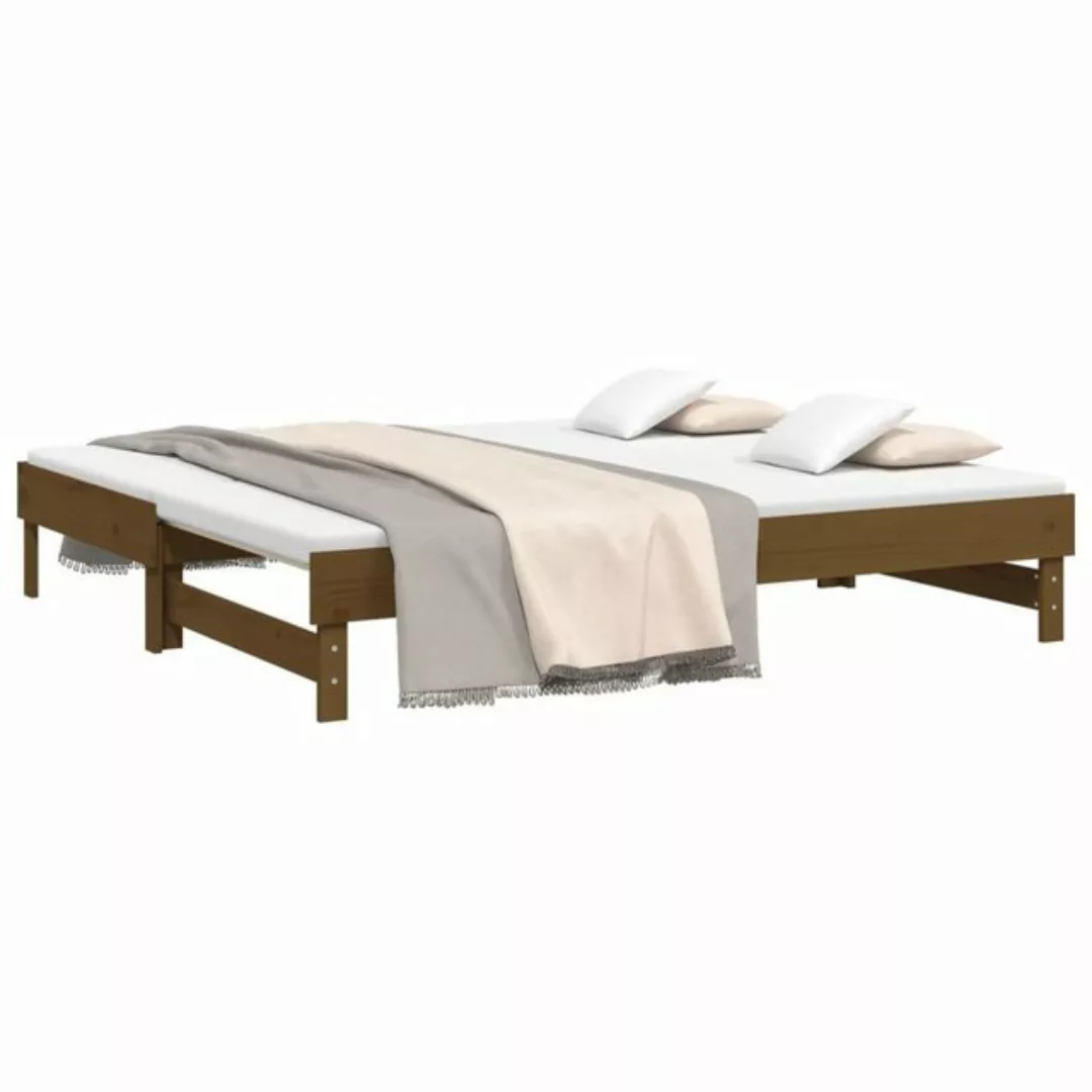 furnicato Bett Tagesbett Ausziehbar Honigbraun 2x(90x190) cm Massivholz Kie günstig online kaufen