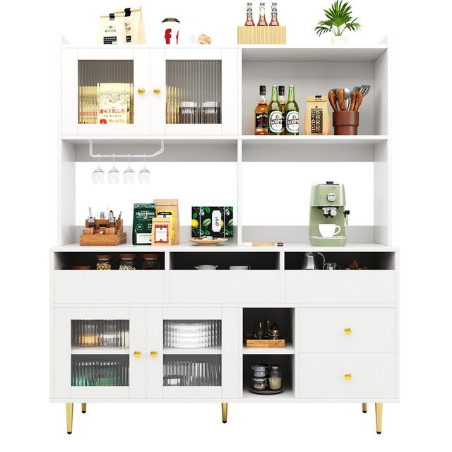 MODFU Hochschrank mit Glastür (Highboard,Vitrine,Barschrank, 1-St., mit Wei günstig online kaufen