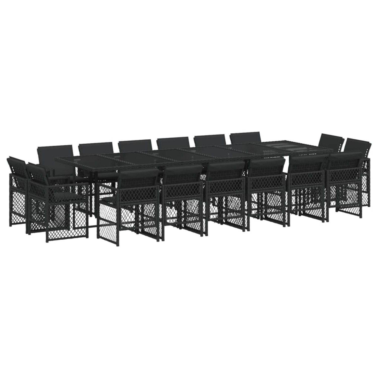vidaXL 17-Tlg Garten-Essgruppe mit Kissen Schwarz Poly Rattan 3210883 günstig online kaufen