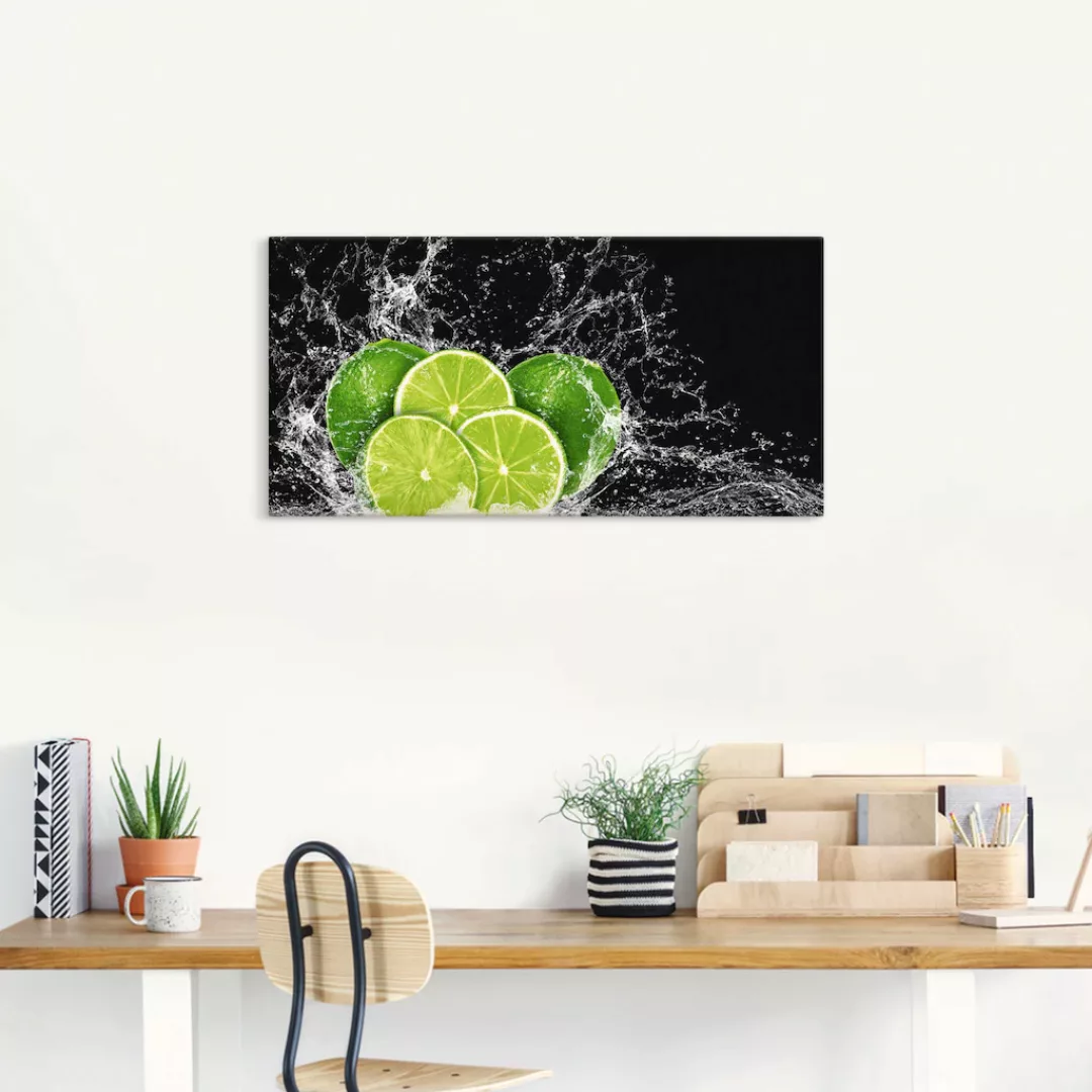 Artland Wandbild »Limone mit Spritzwasser«, Obst Bilder, (1 St.), als Leinw günstig online kaufen