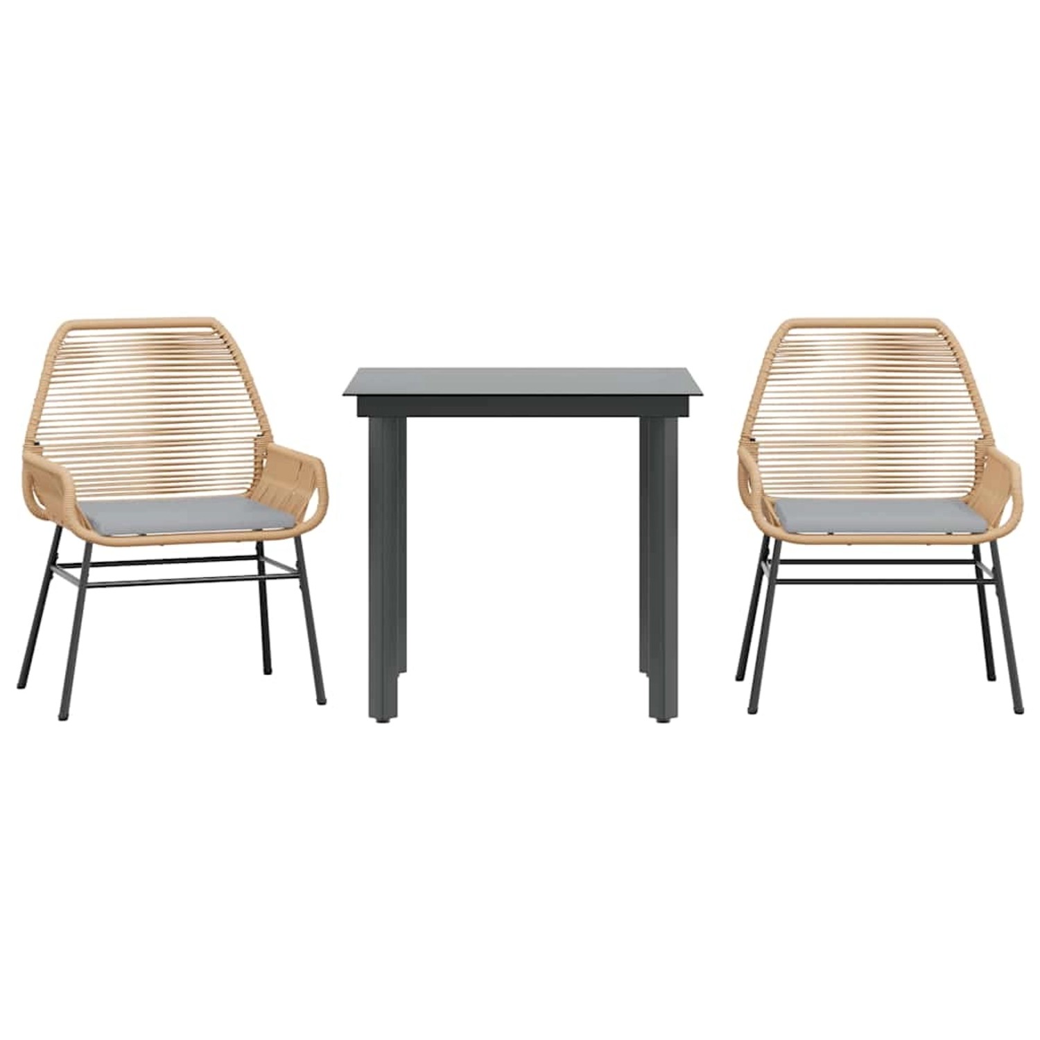 vidaXL 3-Tlg Garten-Essgruppe mit Kissen Braun Poly Rattan Glas 3334569 günstig online kaufen