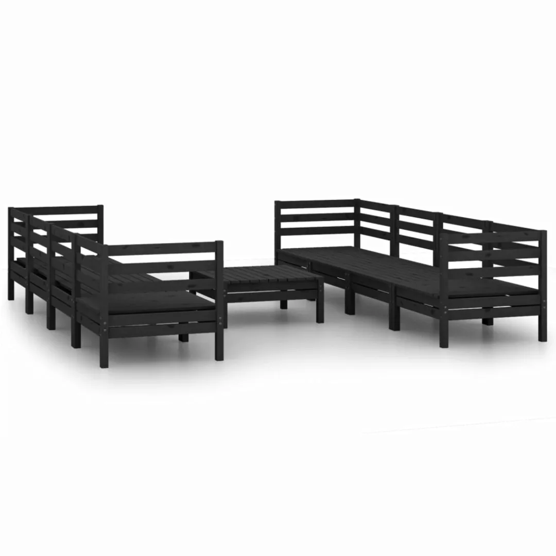 9-tlg. Garten-lounge-set Schwarz Massivholz Kiefer günstig online kaufen