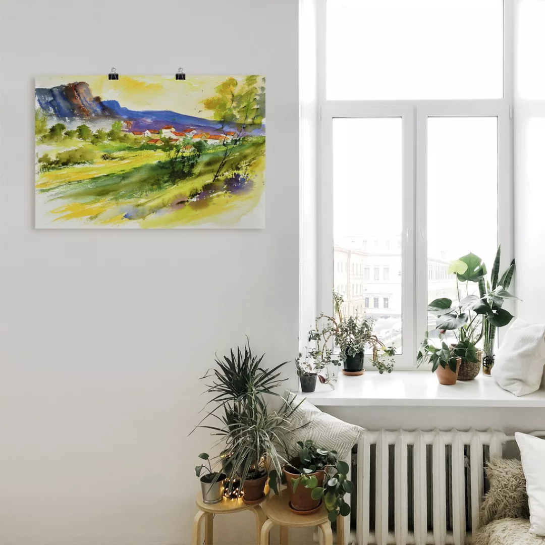 Artland Wandbild "Landschaft und Wohnhäuser", Wiesen & Bäume, (1 St.), als günstig online kaufen