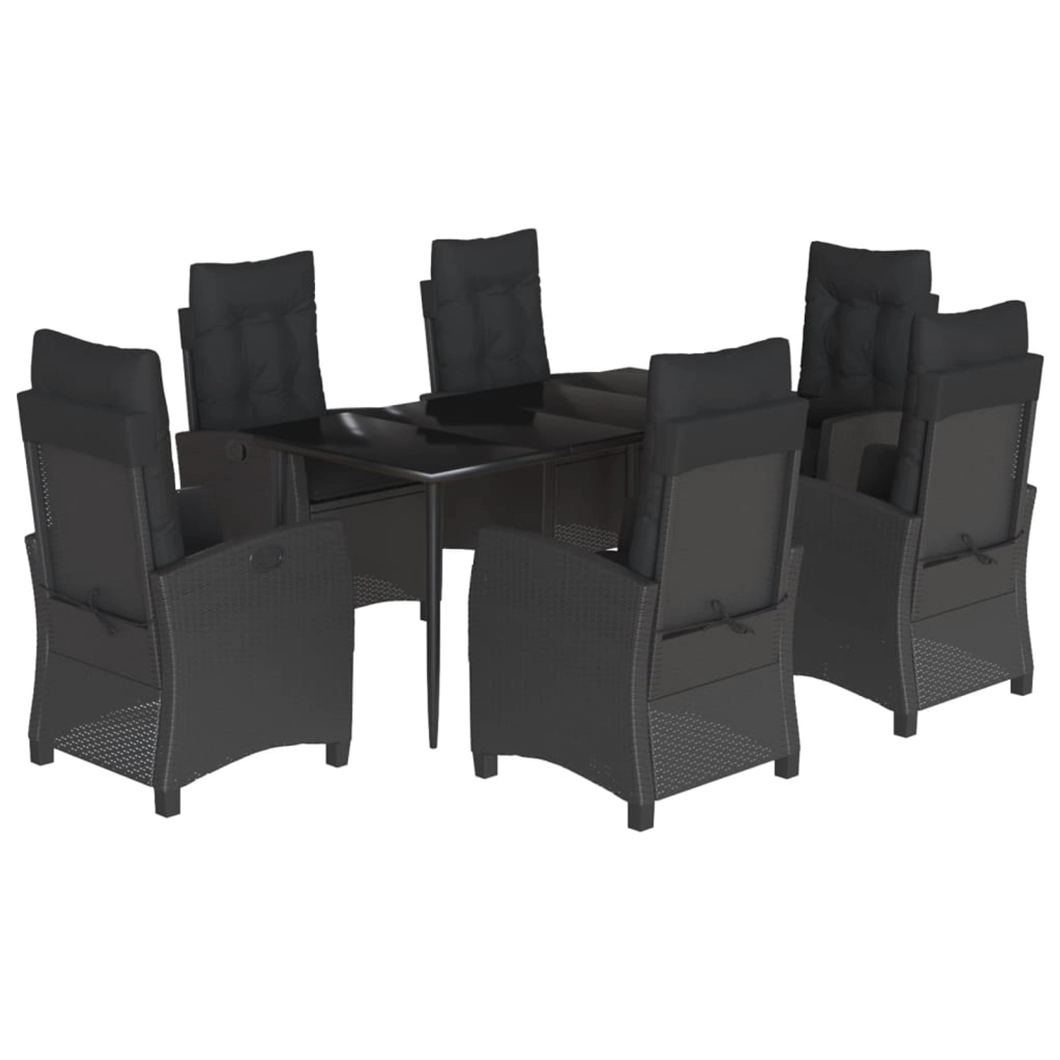 vidaXL 7-Tlg Garten-Essgruppe mit Kissen Schwarz Poly Rattan 3212748 günstig online kaufen