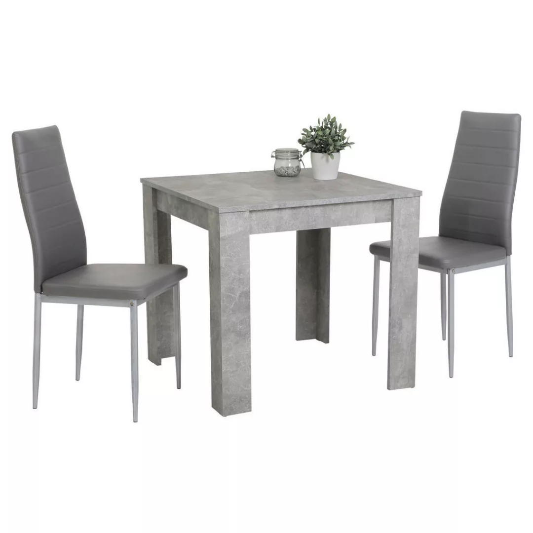 Tischgruppe duo grau Beton Optik B/H/T: ca. 80x75x80 cm günstig online kaufen