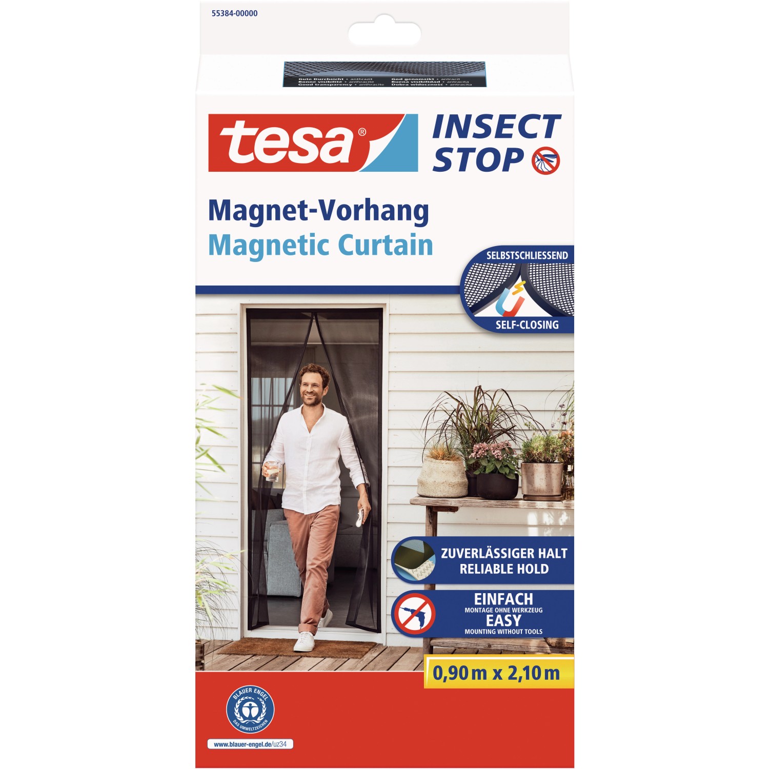 tesa® Selbstschließender Magnetvorhang 0,90 m x 2,00 m Anthrazit günstig online kaufen