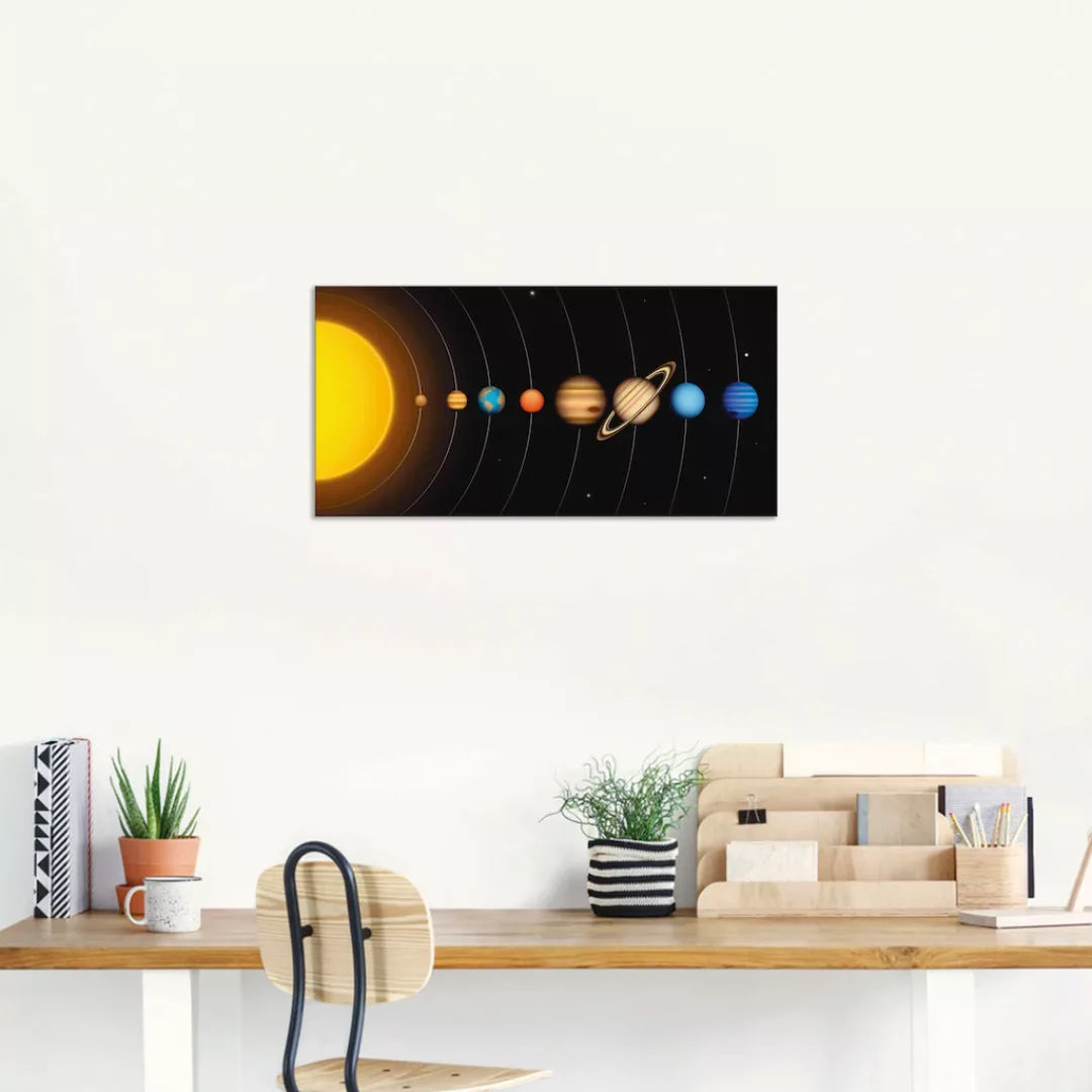 Artland Wandbild "Vector Sonnensystem mit Planeten", Sonnensystem, (1 St.), günstig online kaufen