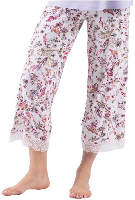 Nina Von C. Pyjamahose Damen Pyjamahose 3/4 lang (1-tlg) mit Spitze abgeset günstig online kaufen