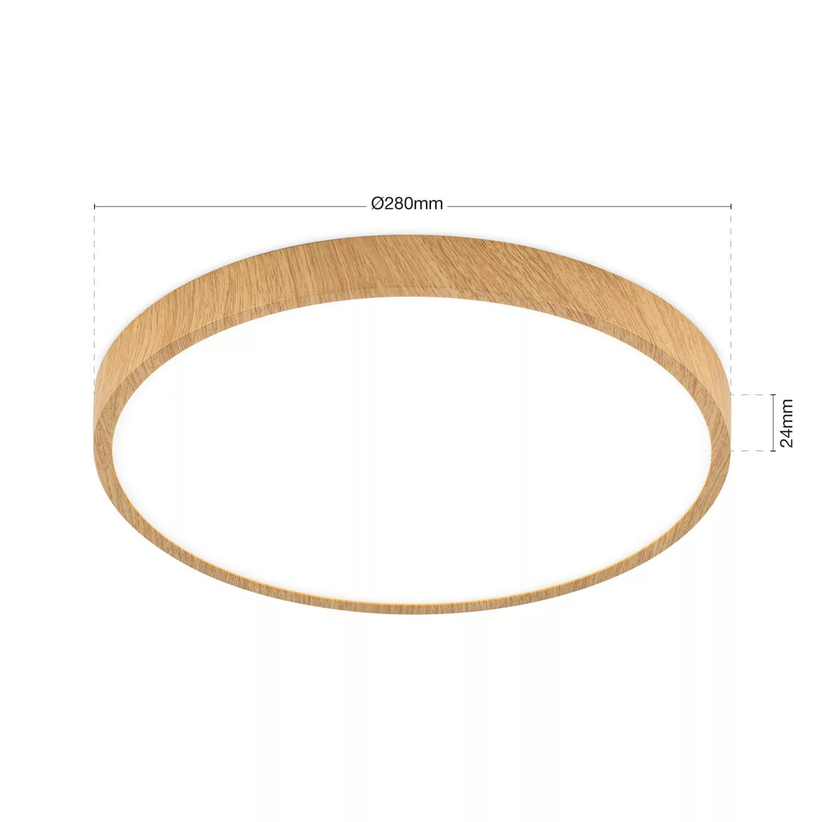 LED-Deckenleuchte Bully mit Holz-Optik, Ø 28 cm günstig online kaufen