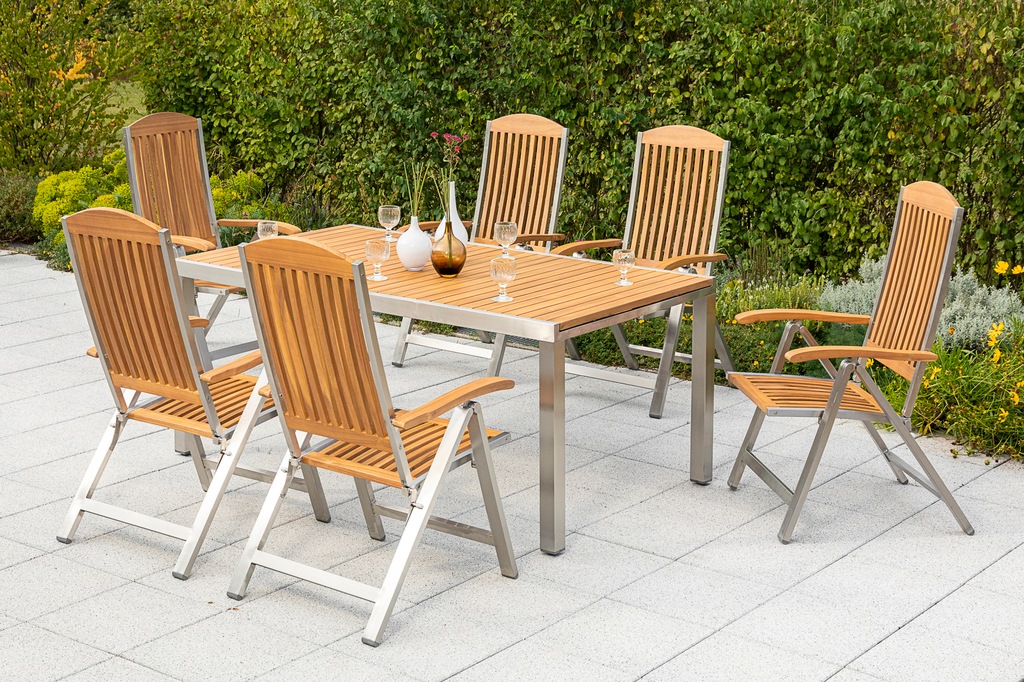 MERXX Garten-Essgruppe "Keros", (7 tlg.), 6 Klappsessel mit ausziehbarem Ti günstig online kaufen