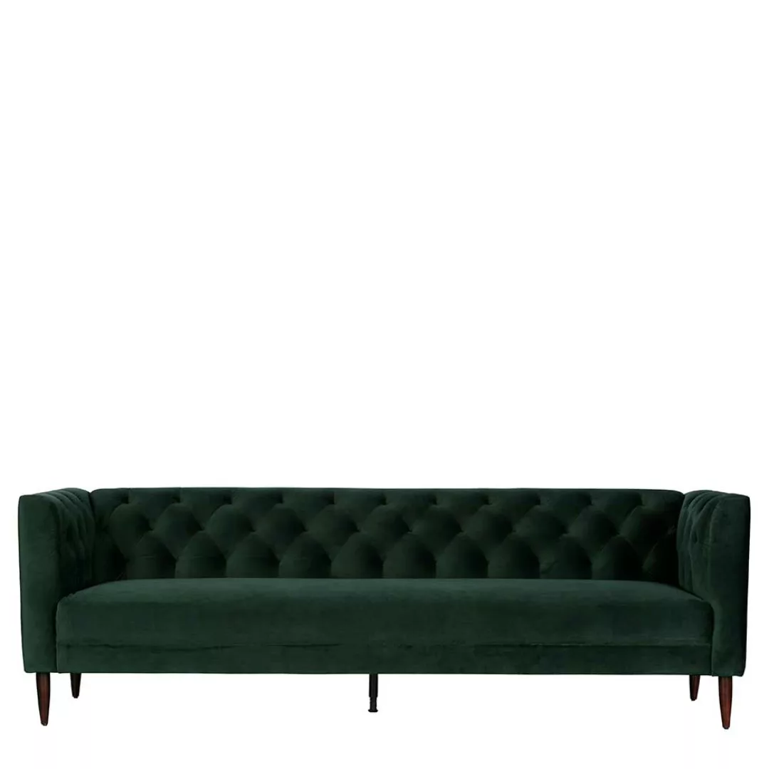 Sofa Dreisitzer in Dunkelgrün Samt Vintage Look günstig online kaufen