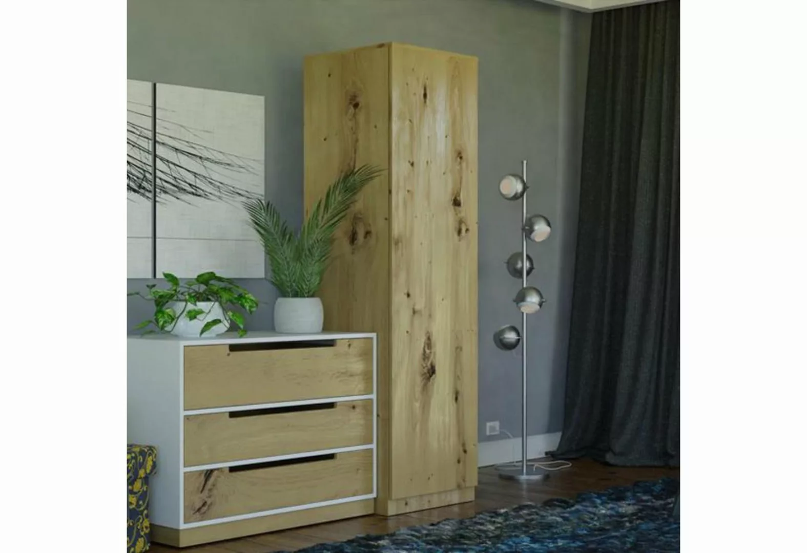 Beautysofa Drehtürenschrank Solana (1-türig Kleiderschrank, 50 cm breit Sch günstig online kaufen