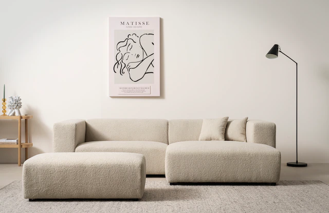 andas Polsterecke »BAKELS, Ecksofa-Set mit Hocker, L-Form mit Schlaffunktio günstig online kaufen
