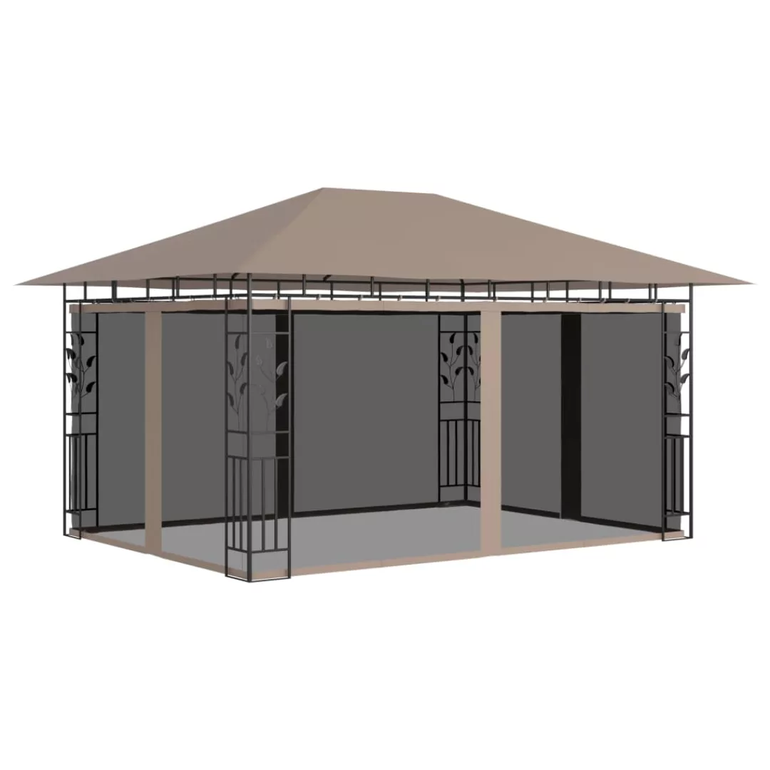 Pavillon Mit Moskitonetz 4x3x2,73 M Taupe 180 G/m² günstig online kaufen