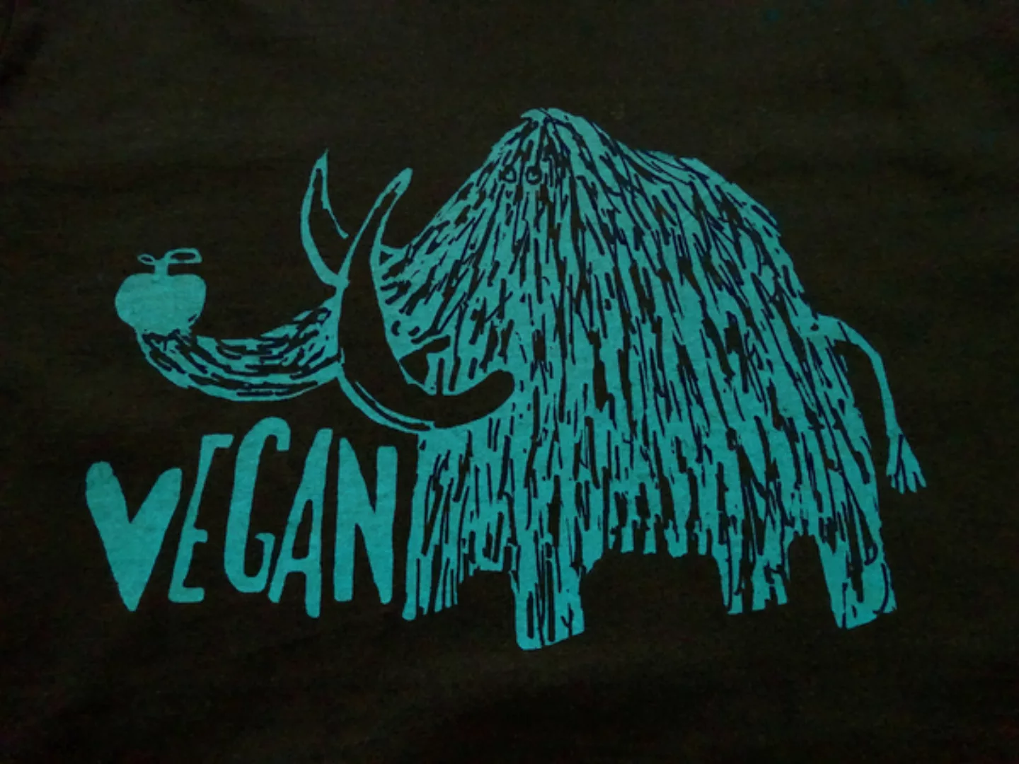 Vegan Mammut. Männer T-shirt, Faire Biobaumwolle, Schwarz. Siebdruck günstig online kaufen