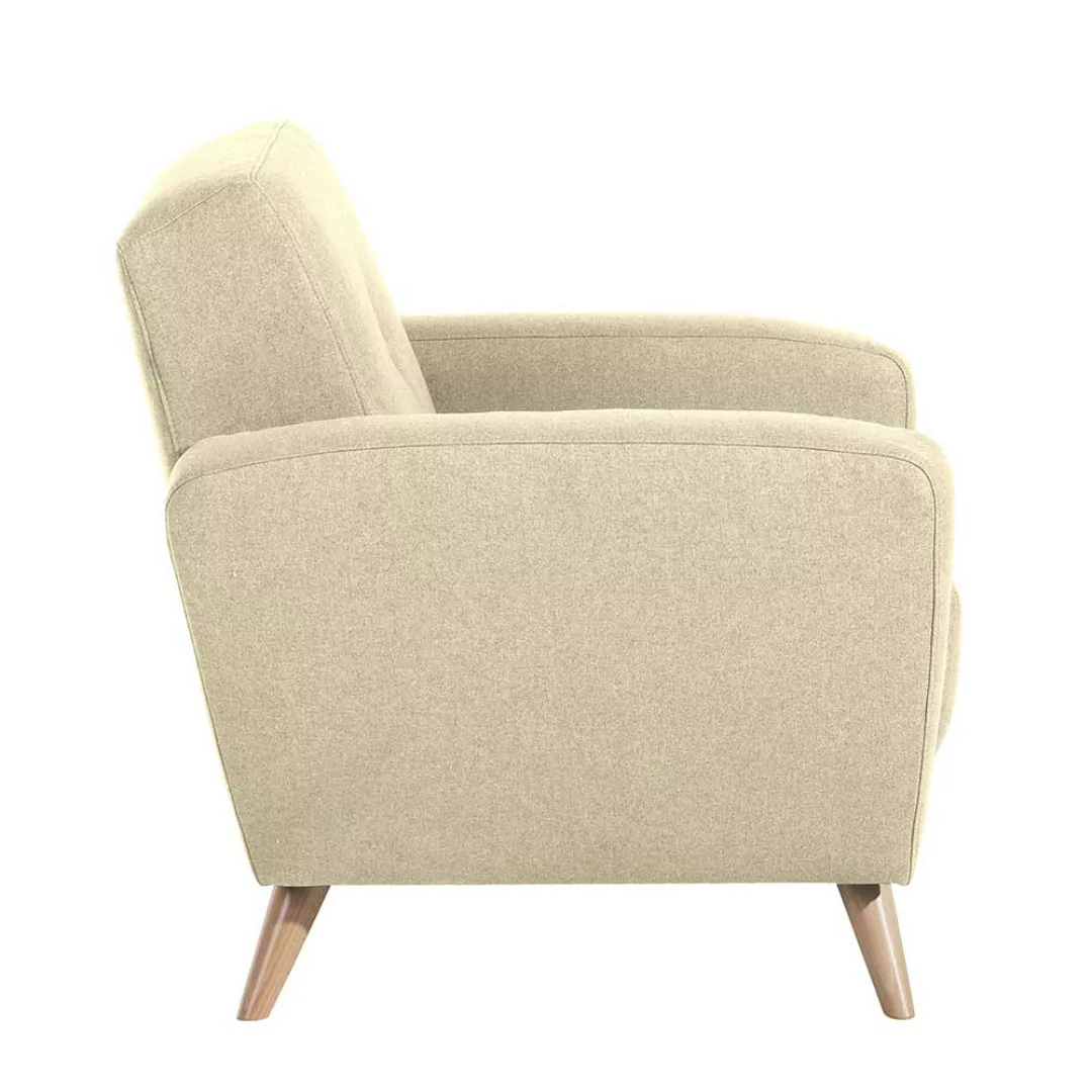 Polstersessel Beige Retro mit Federkern Polsterung Microfaser günstig online kaufen