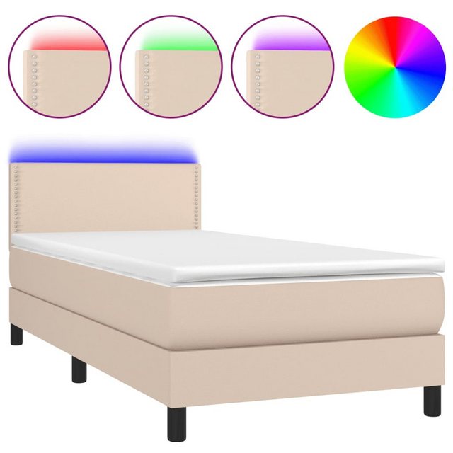 Vidaxl Boxspringbett Mit Matratze & Led Cappuccino-braun 90x200cm günstig online kaufen