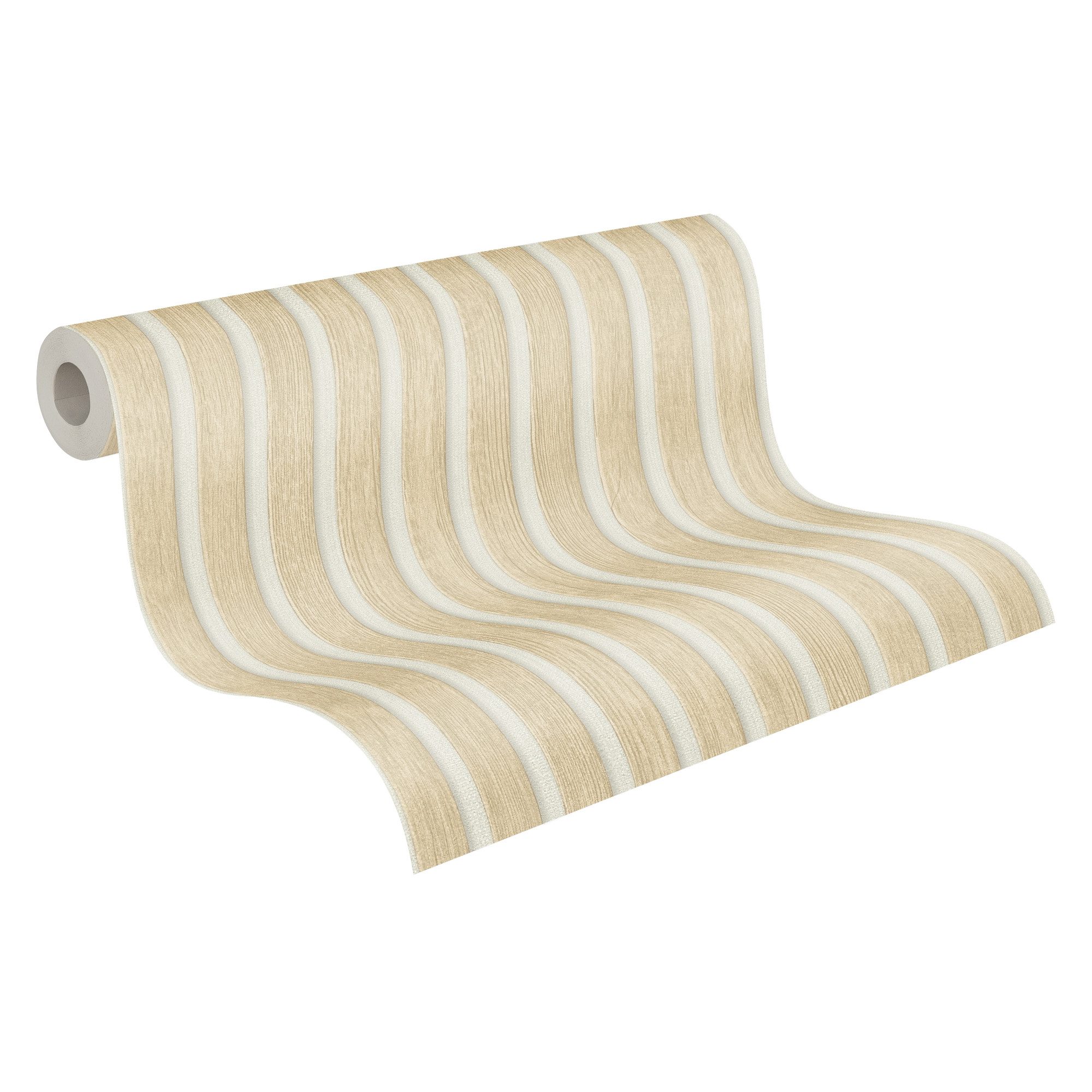 Bricoflor Akustikpaneele Tapete Creme Weiß 3D Holztapete Modern Ideal für S günstig online kaufen