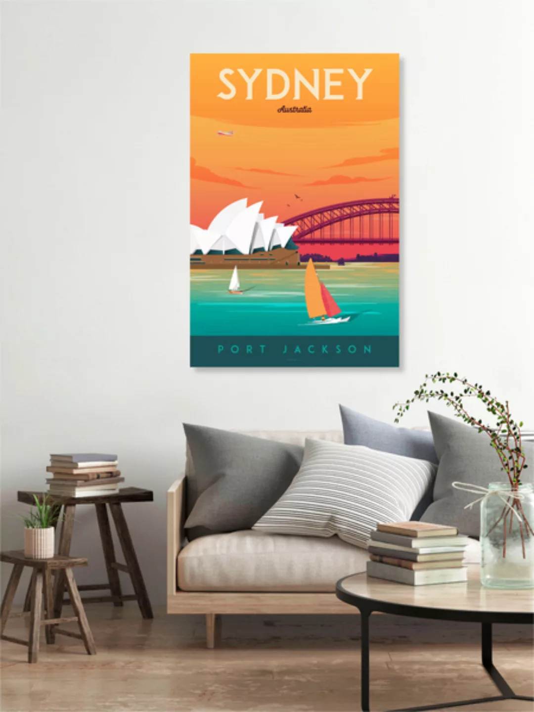 Poster / Leinwandbild - Sydney Vintage Travel Wandbild günstig online kaufen