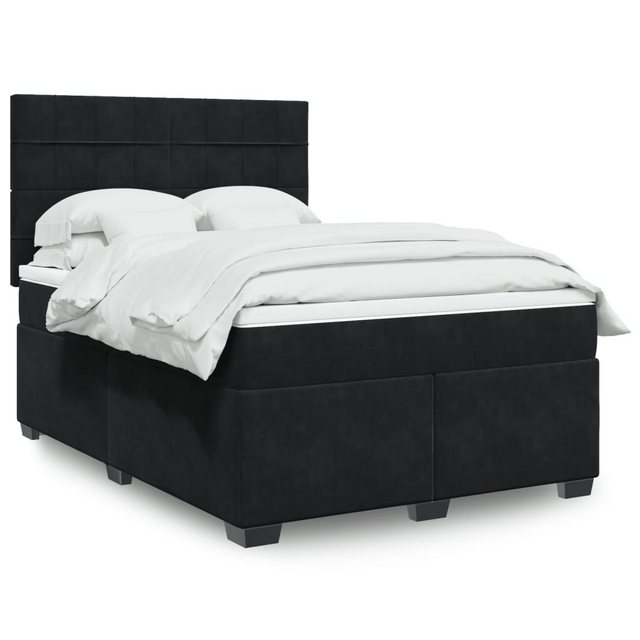 vidaXL Boxspringbett, Boxspringbett mit Matratze Schwarz 140x190 cm Samt günstig online kaufen