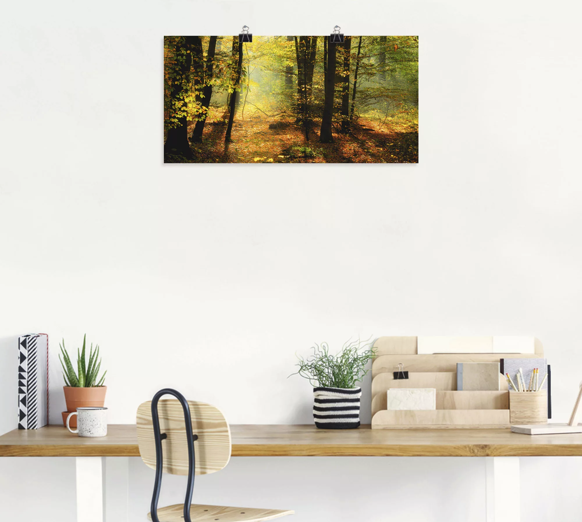 Artland Wandbild "Herbstlicht im Wald", Wald, (1 St.), als Leinwandbild, Po günstig online kaufen