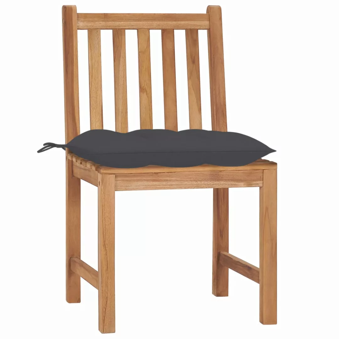 Gartenstühle 2 Stk. Mit Kissen Massivholz Teak günstig online kaufen