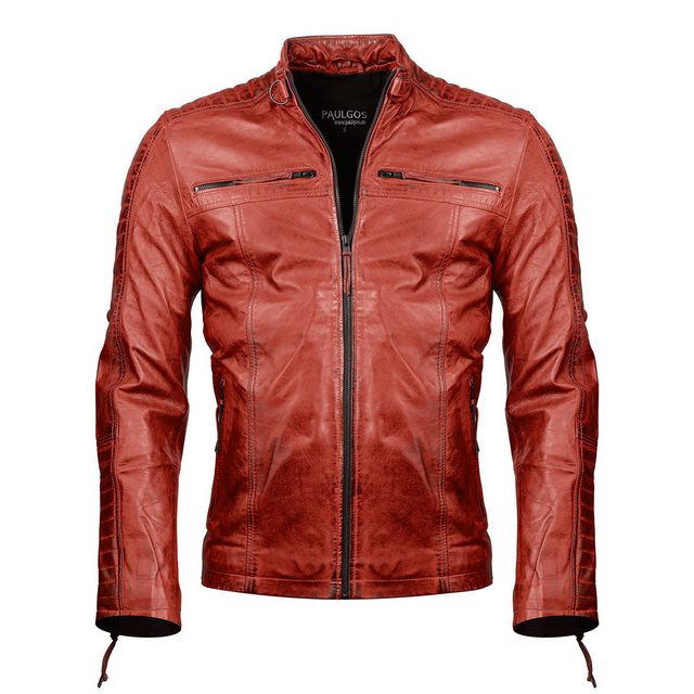 PAULGOS Lederjacke Herren Jacke Übergangsjacke Biker Look 100% Echtleder D1 günstig online kaufen