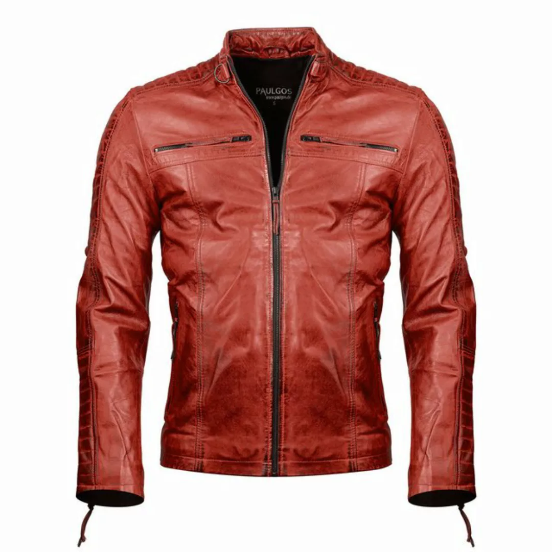 PAULGOS Lederjacke Herren Jacke Übergangsjacke Biker Look 100% Echtleder D1 günstig online kaufen