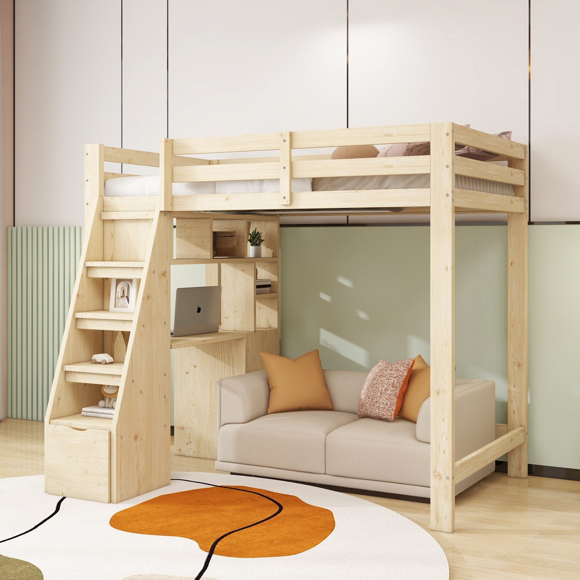 Flieks Hochbett Kinderbett Einzelbett 90x200cm mit günstig online kaufen