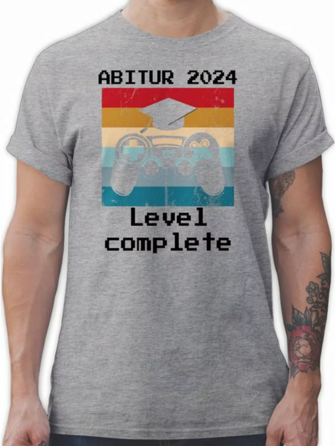 Shirtracer T-Shirt Abitur 2024 Level Complete Vintage schwarz Abitur & Absc günstig online kaufen