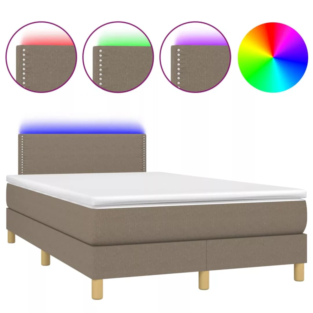 Vidaxl Boxspringbett Mit Matratze & Led Taupe 120x200 Cm Stoff günstig online kaufen