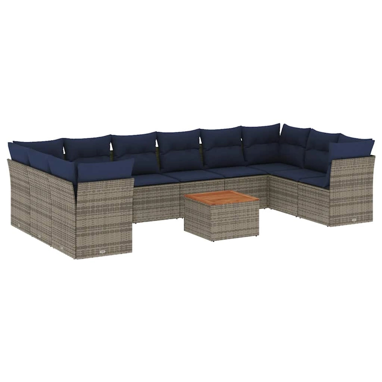 vidaXL 11-Tlg Garten-Sofagarnitur mit Kissen Grau Poly Rattan 3256166 günstig online kaufen