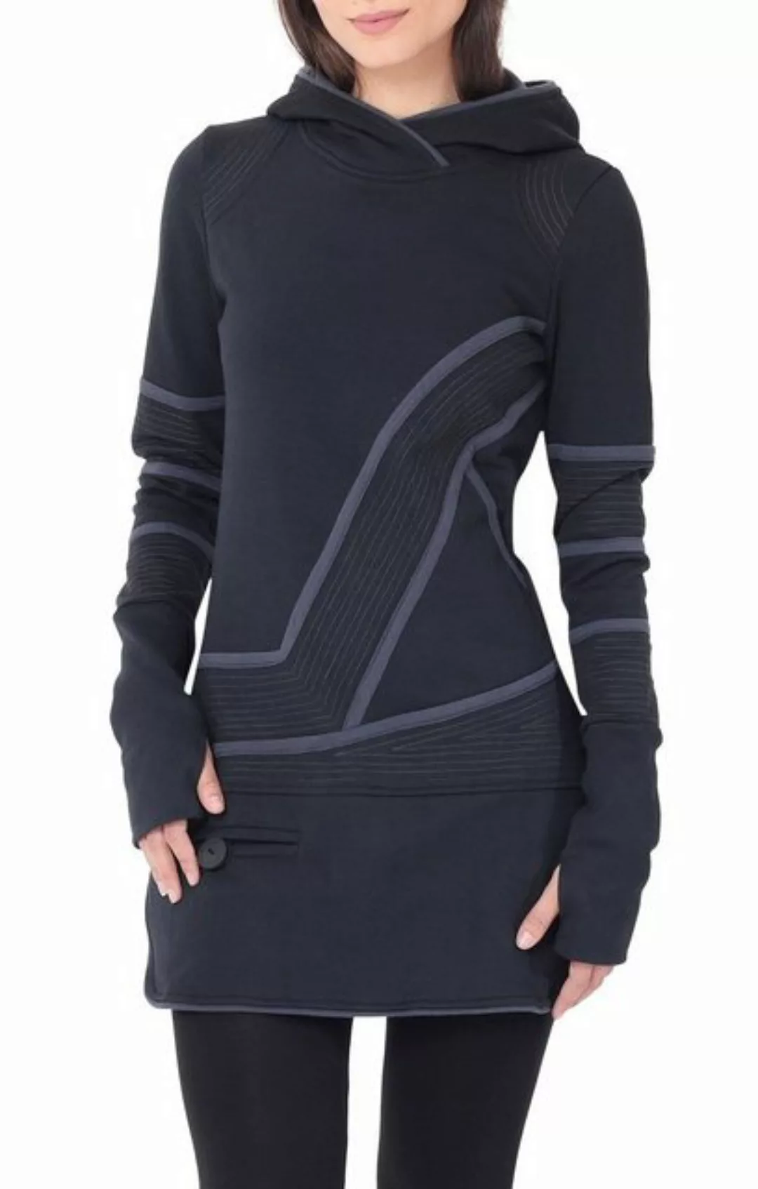 PUREWONDER Sweatkleid Kapuzenpullover-Kleid dr21 zweifarbiges Hoodie-Kleid günstig online kaufen