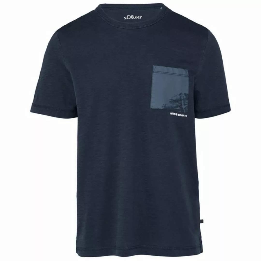 s.Oliver Rundhalsshirt s.Oliver T-Shirt nachtblau XXL modische Brusttasche günstig online kaufen