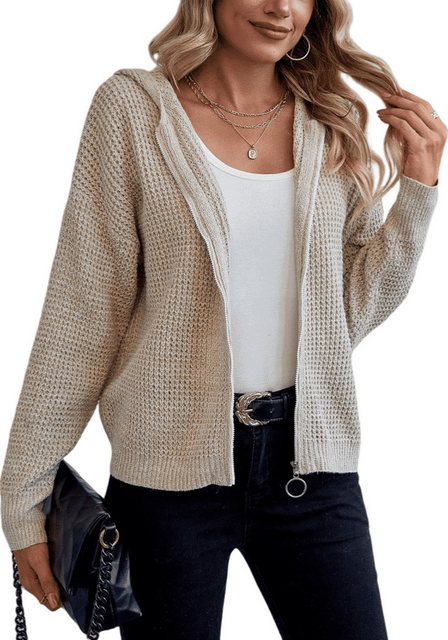 Nebelmeer Strickpullover Hoodie Casual Strickpullover Jacke Einfarbig Langa günstig online kaufen