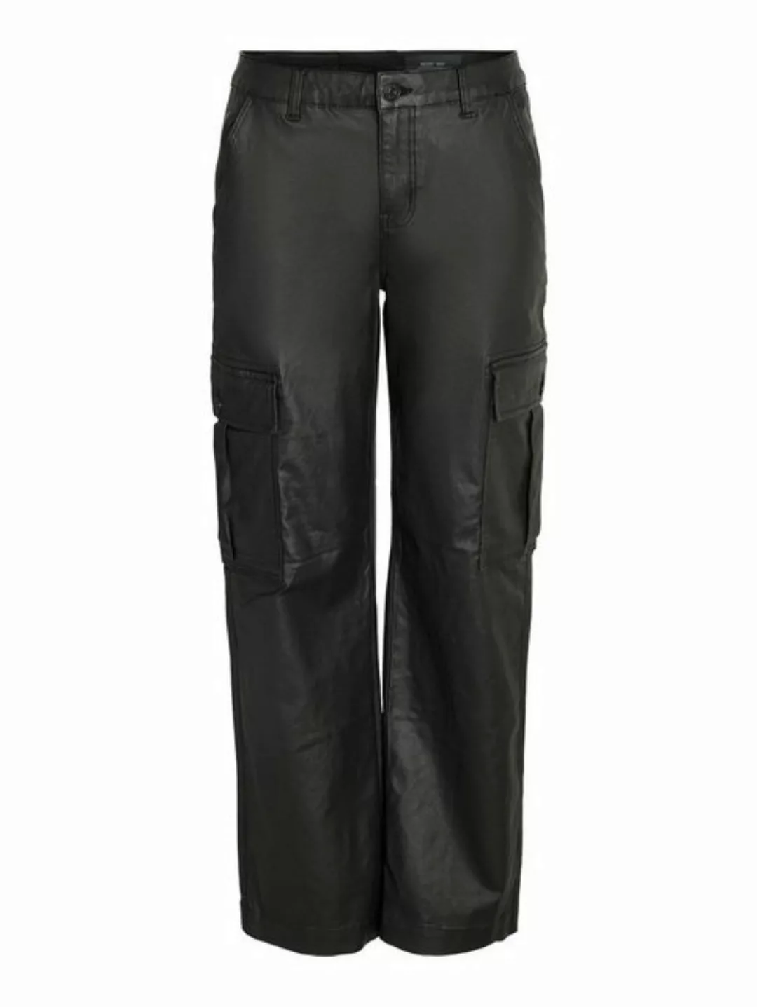 Noisy may Lederimitathose Kunstleder Cargo Hose Wide Leg Bootcut Pants PU C günstig online kaufen