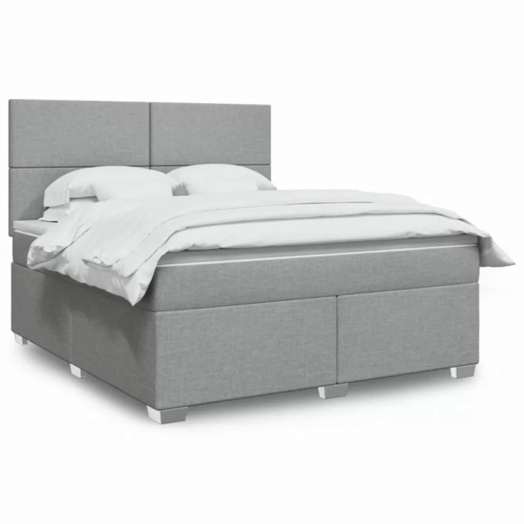 vidaXL Boxspringbett, Boxspringbett mit Matratze Hellgrau 180x200 cm Stoff günstig online kaufen