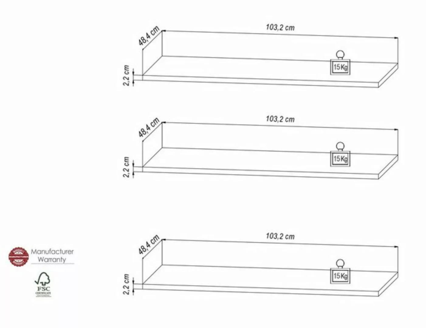 58 aufm Kessel Kleiderschrank Jackelyn 104x49x3 Flagstaff Eiche 10253 (Spar günstig online kaufen