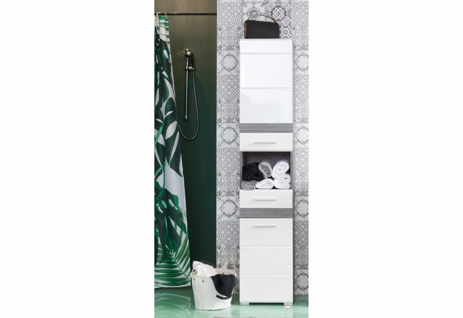 Newroom Hochschrank Shae Hochschrank Sardegna Rauchsilber Modern Badezimmer günstig online kaufen