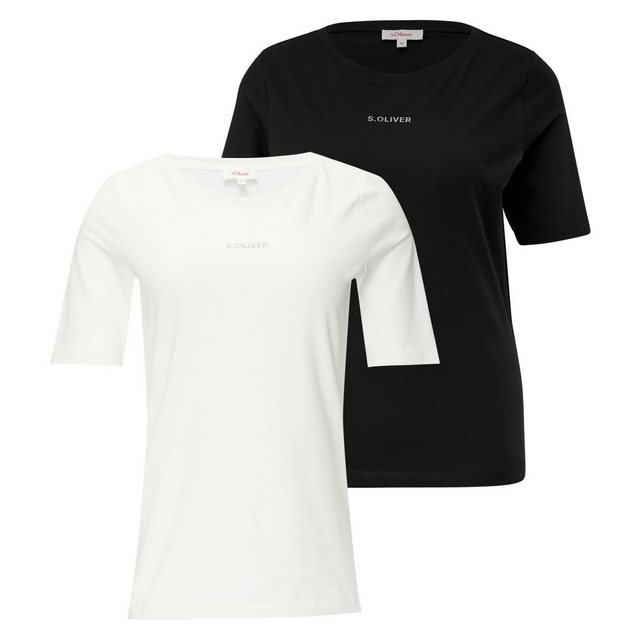 s.Oliver T-Shirt Label-Shirt (2-tlg) kurzarm, Rundhals, Logo, im 2er Pack günstig online kaufen