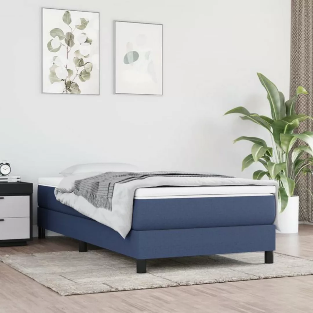 vidaXL Bett Boxspringbett mit Matratze Blau 90x200 cm Stoff günstig online kaufen