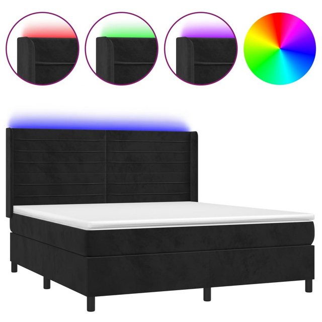 vidaXL Boxspringbett Boxspringbett mit Matratze und LED Samt (160 x 200 cm, günstig online kaufen