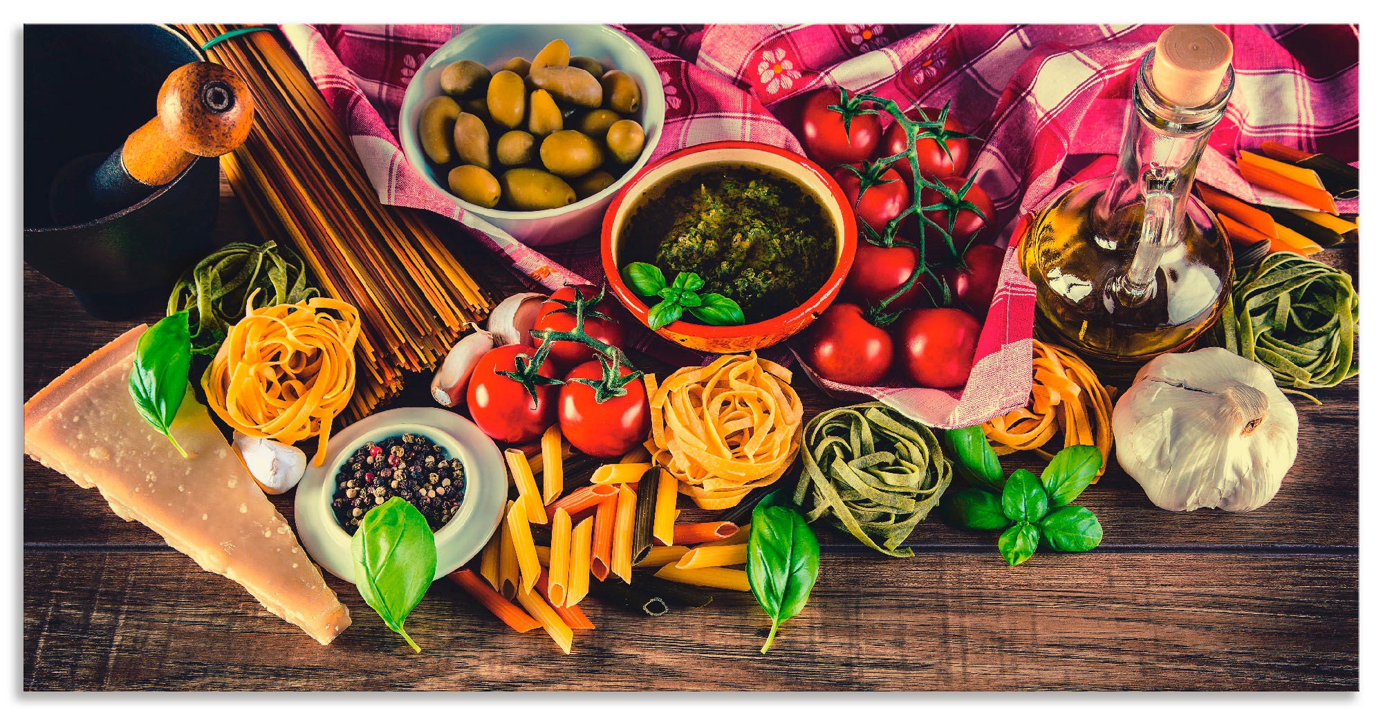 Artland Wandbild "Italienisch mediterrane Lebensmittel", Lebensmittel, (1 S günstig online kaufen