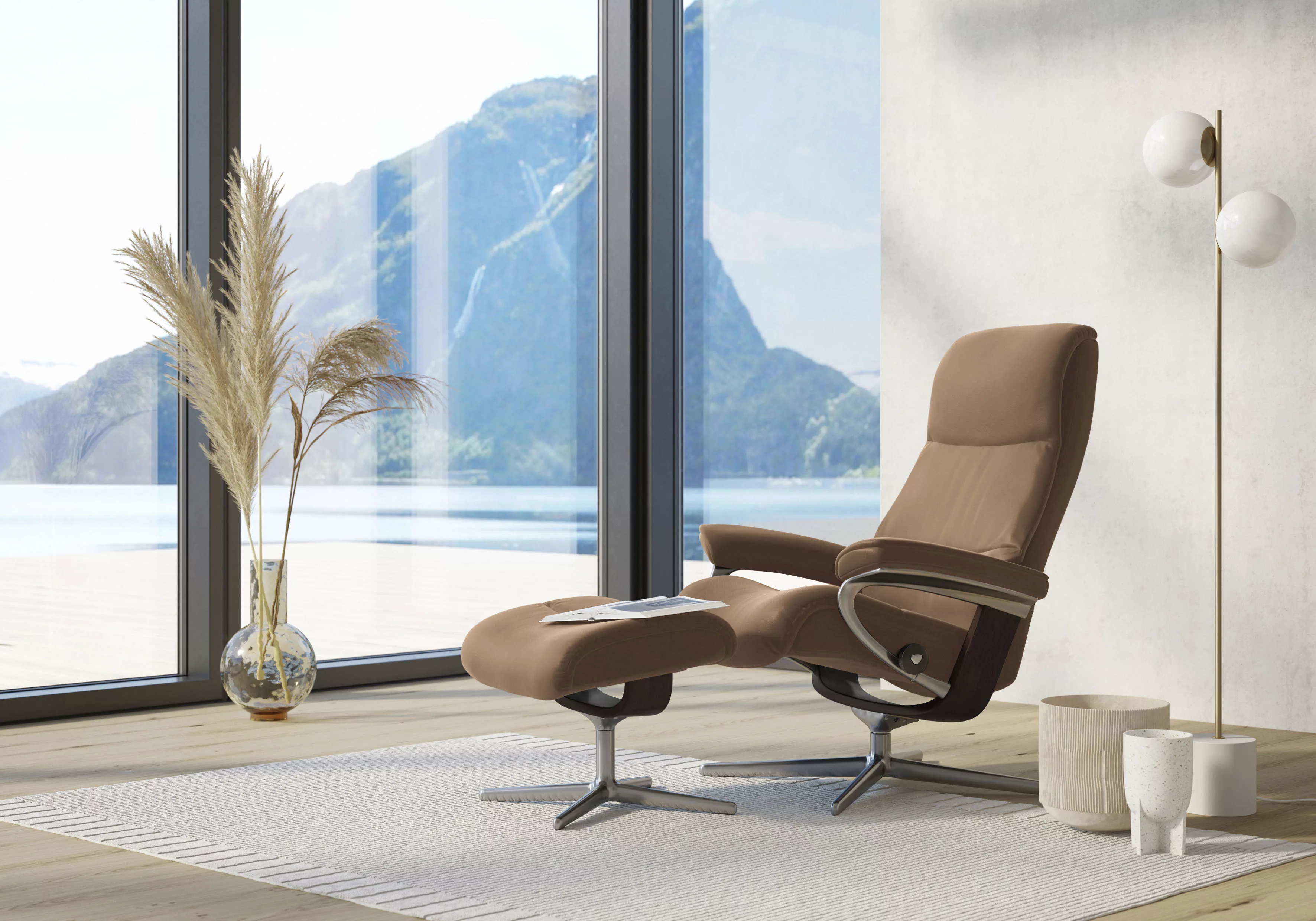 Stressless Fußhocker "View", mit Cross Base, Größe S, M & L, Holzakzent Bra günstig online kaufen