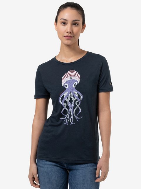 SUPER.NATURAL T-Shirt für Damen, Merino OCTOPUSSY Tier Motiv, Reise, bunt günstig online kaufen