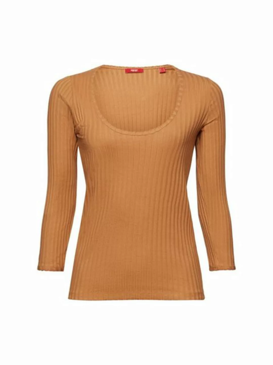 edc by Esprit 3/4-Arm-Shirt Pointelle-Top mit weitem Rundhalsausschnitt günstig online kaufen