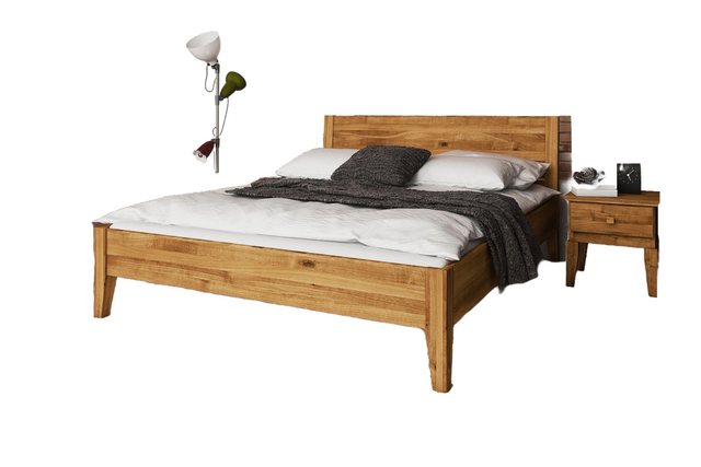 Natur24 Bett Bett Sydo 7 Sonderlänge 180x220 Wildeiche Holzkopfteil und Hol günstig online kaufen