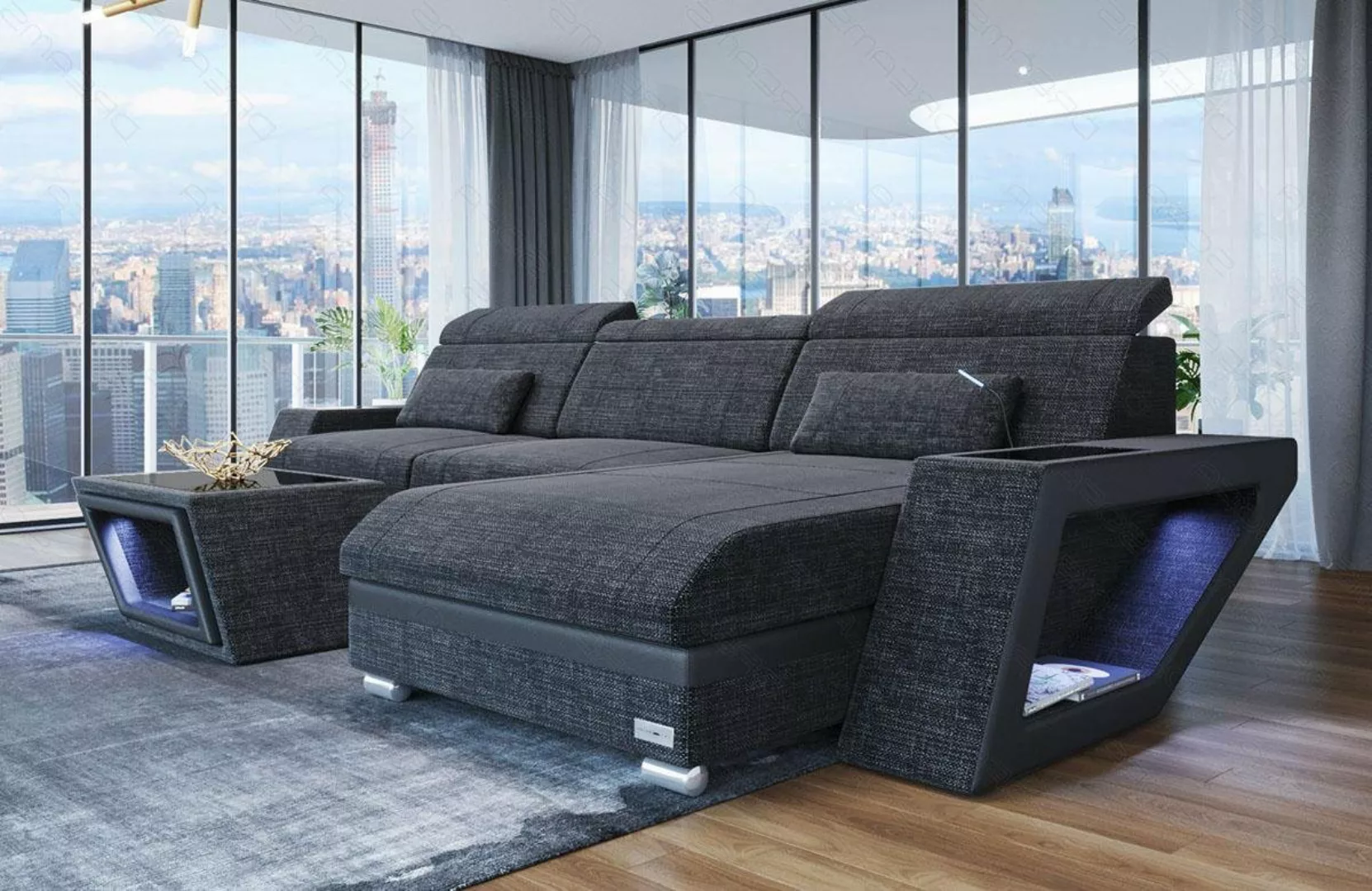 Sofa Dreams Ecksofa Stoffsofa Couch Catania L Form Polster Sofa, mit LED, U günstig online kaufen